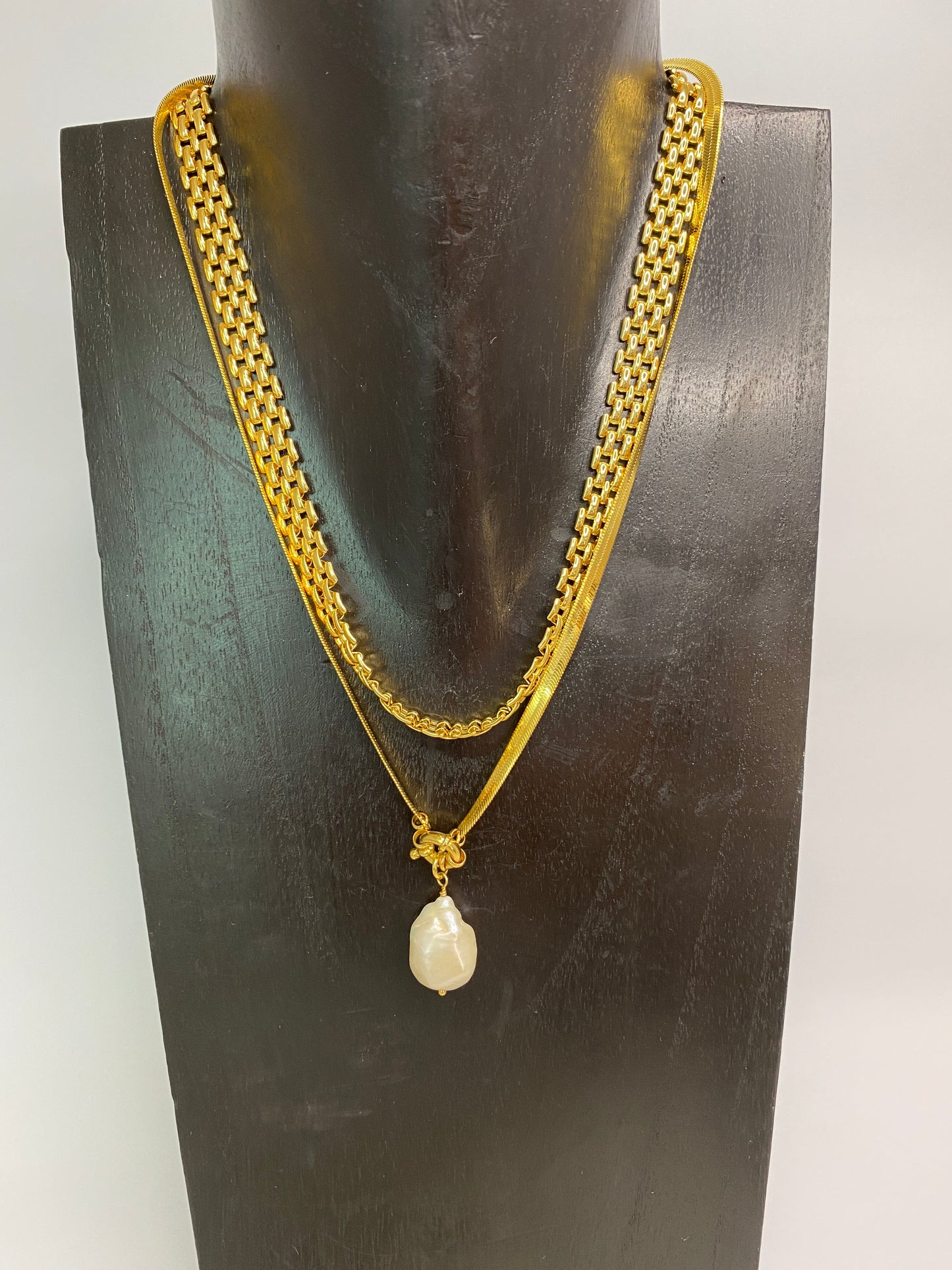 14K Gold Plated Pearl 3 Layers Necklace