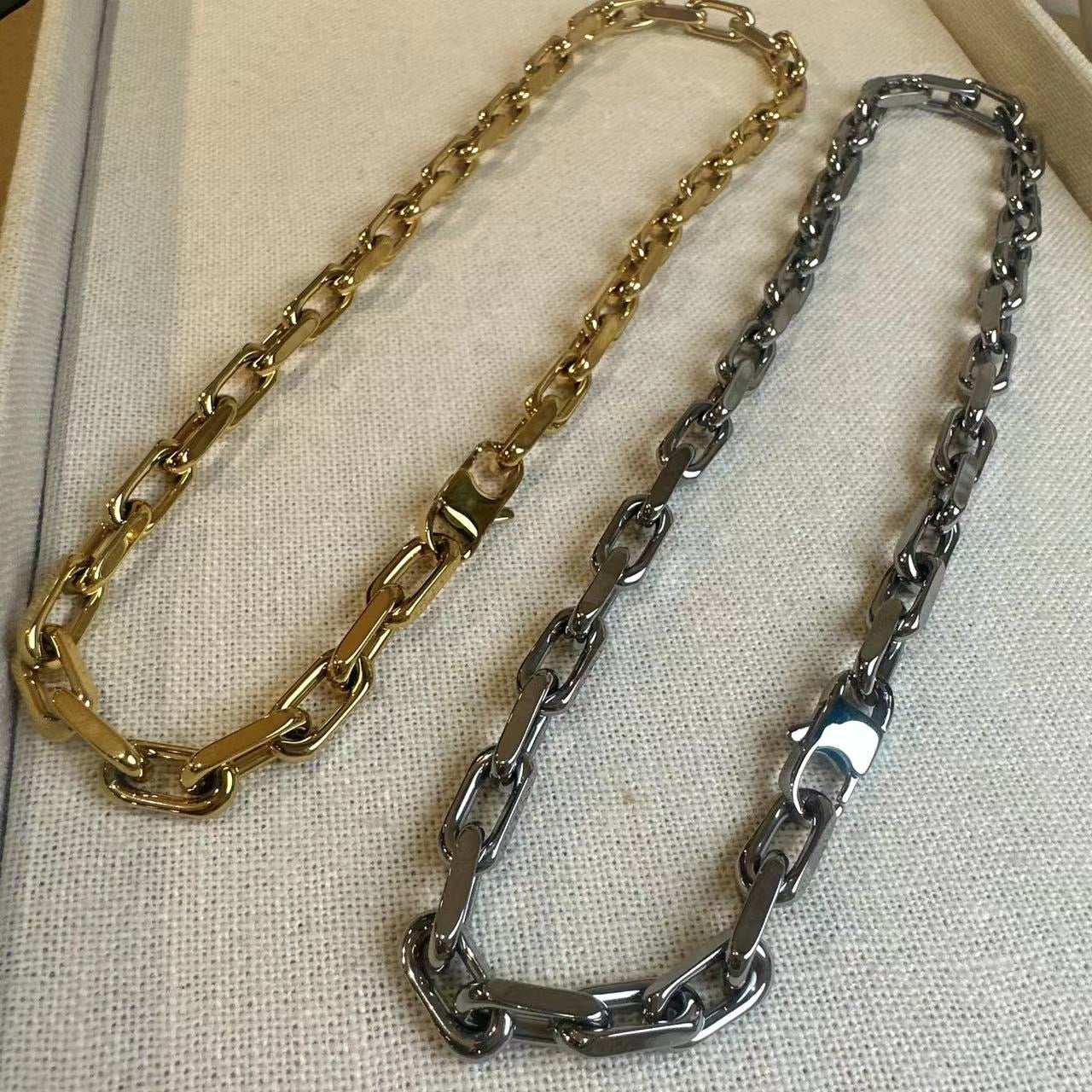 Stainless Steel Gold Chain Necklace and Bracelet Set