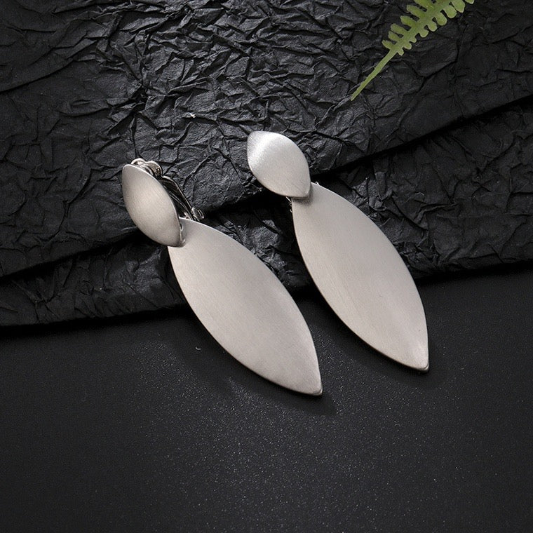 Silver Diamond Shape Clip On Earrings