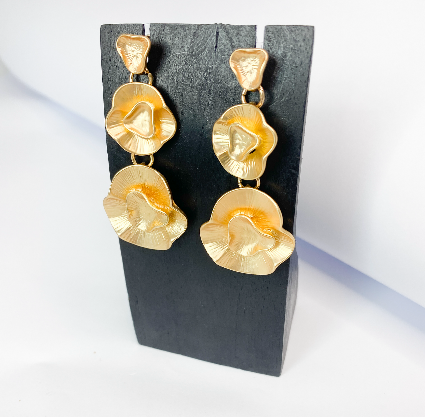 Gold Flower Drop Earrings