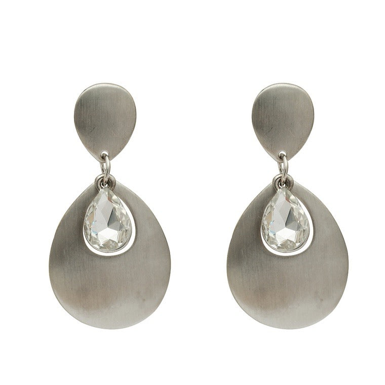 Silver Rhinestone Clip On Earrings
