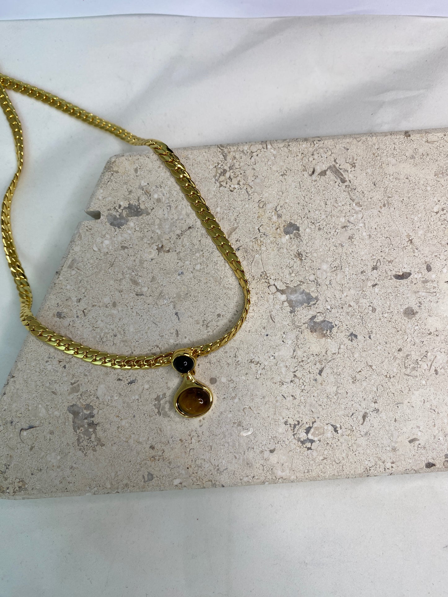 14K Gold Plated Brown Necklace