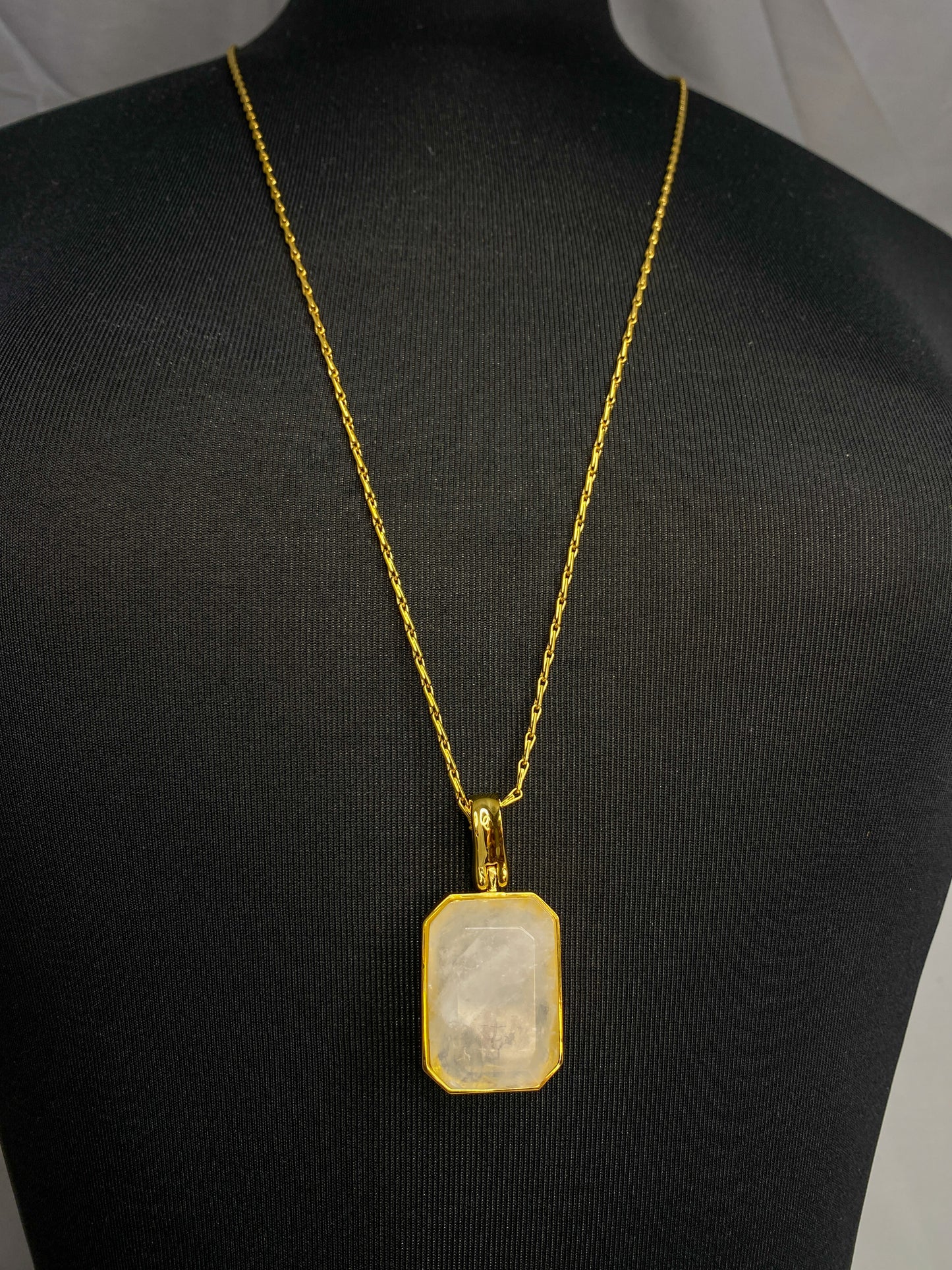 Gemstone long gold necklace