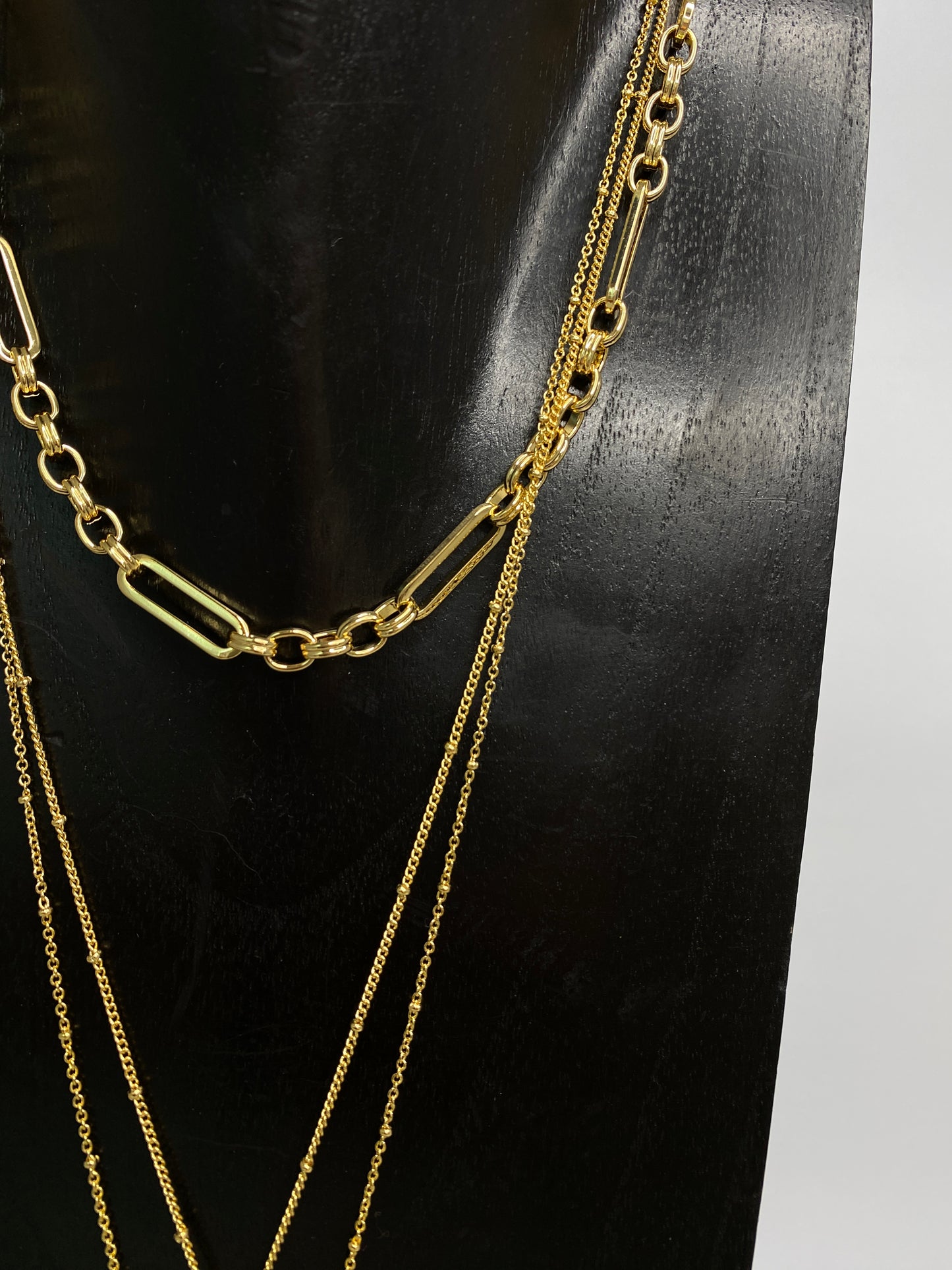 14K Gold Plated 3 Layers Black Necklace