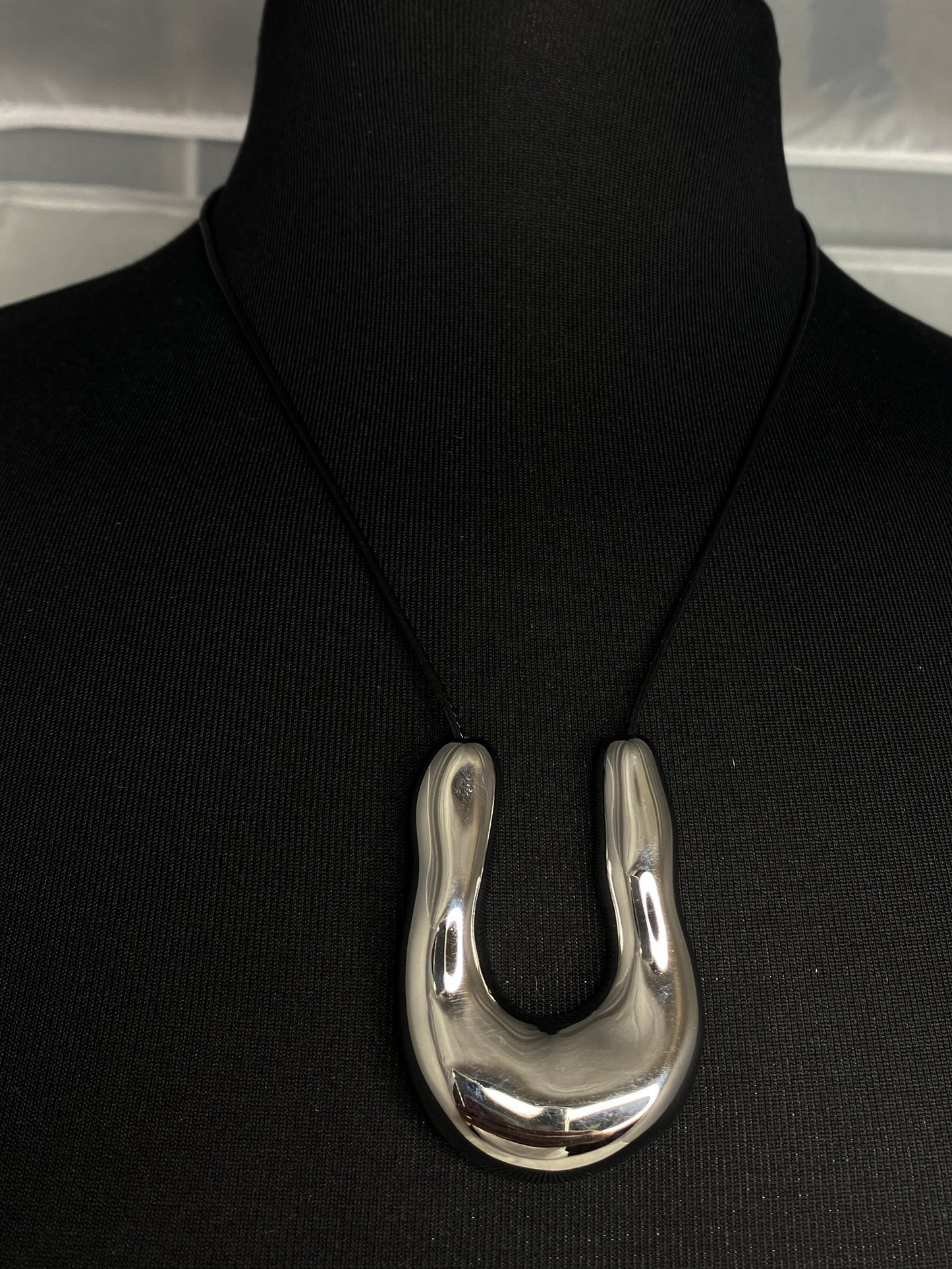 Silver U-Shape Pendant Necklace