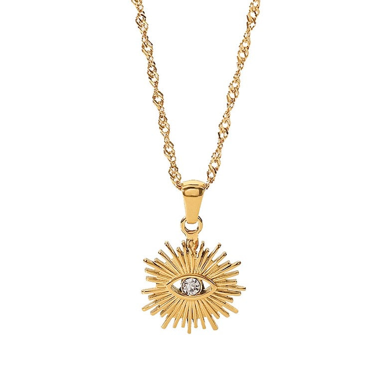 Gold Stainless Steel Eye Necklace