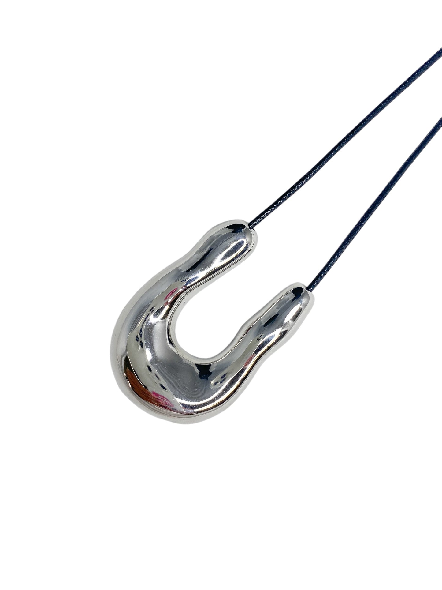 Silver U-Shape Pendant Necklace