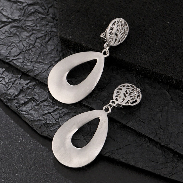 Silver Circle Clip On Earrings