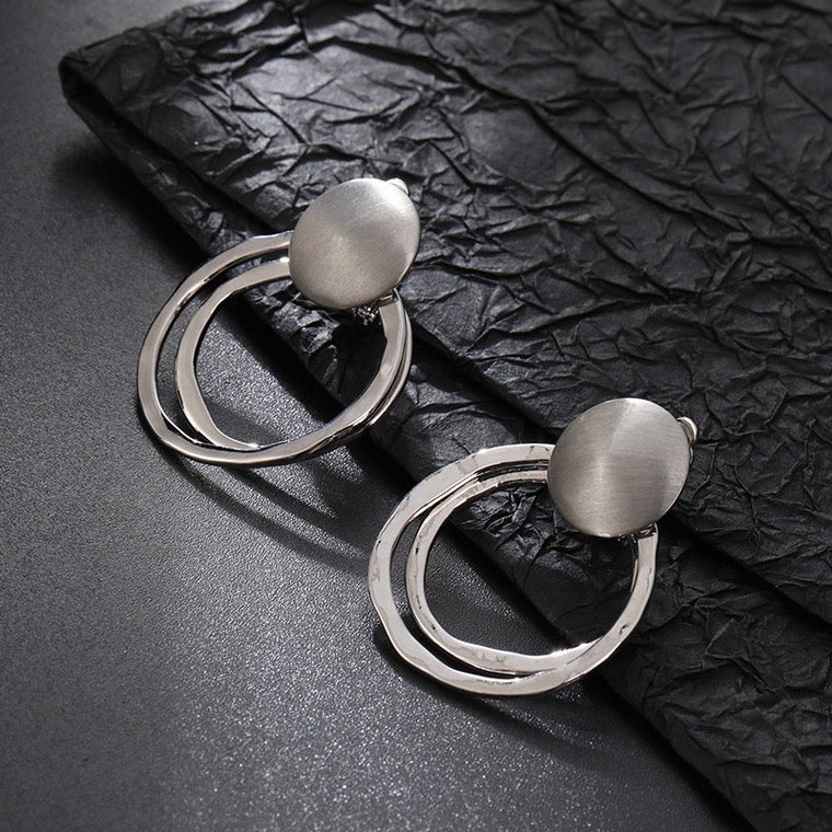 Silver Circle Clip On Earrings
