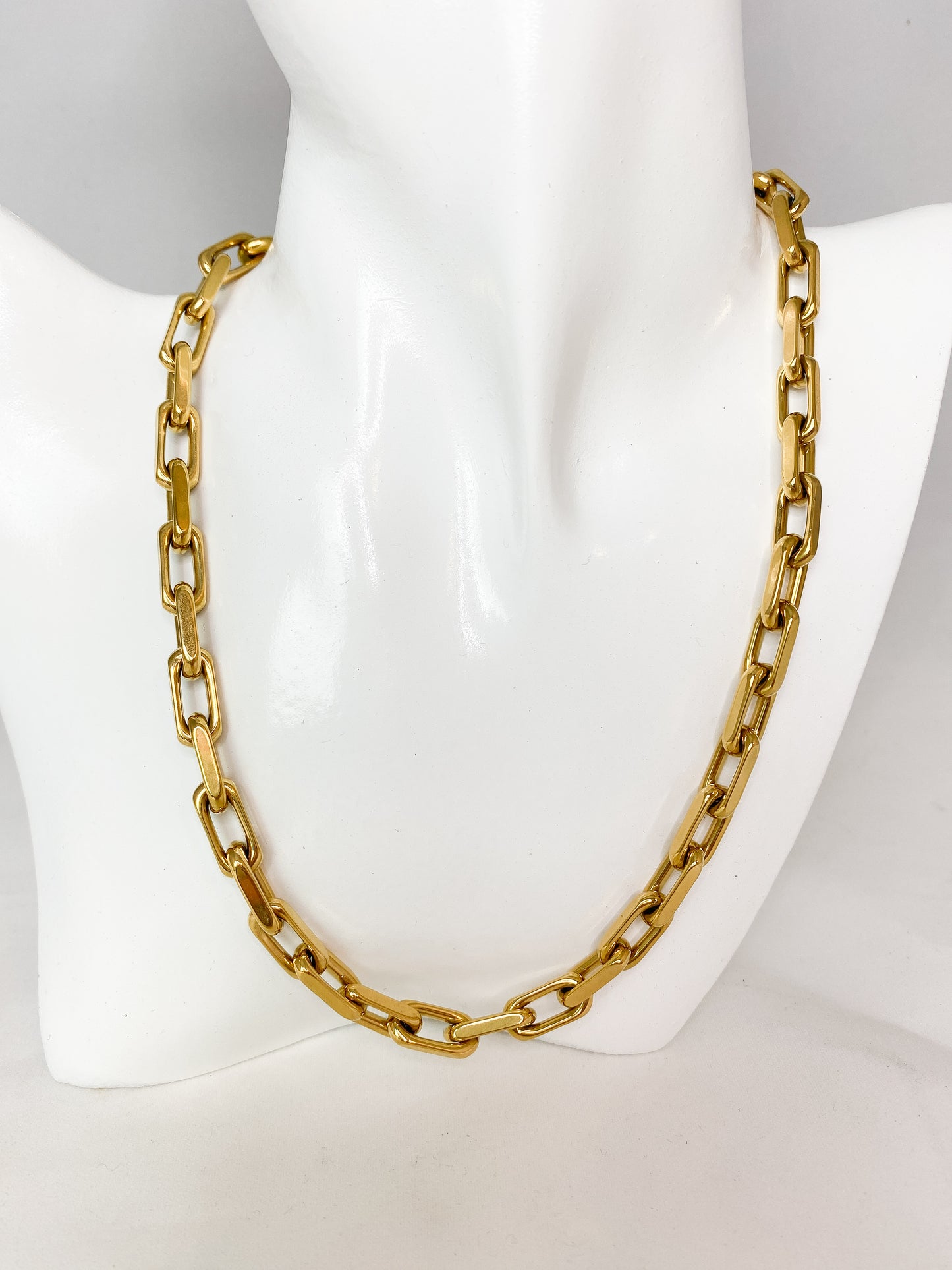 Stainless Steel Gold Chain Necklace and Bracelet Set