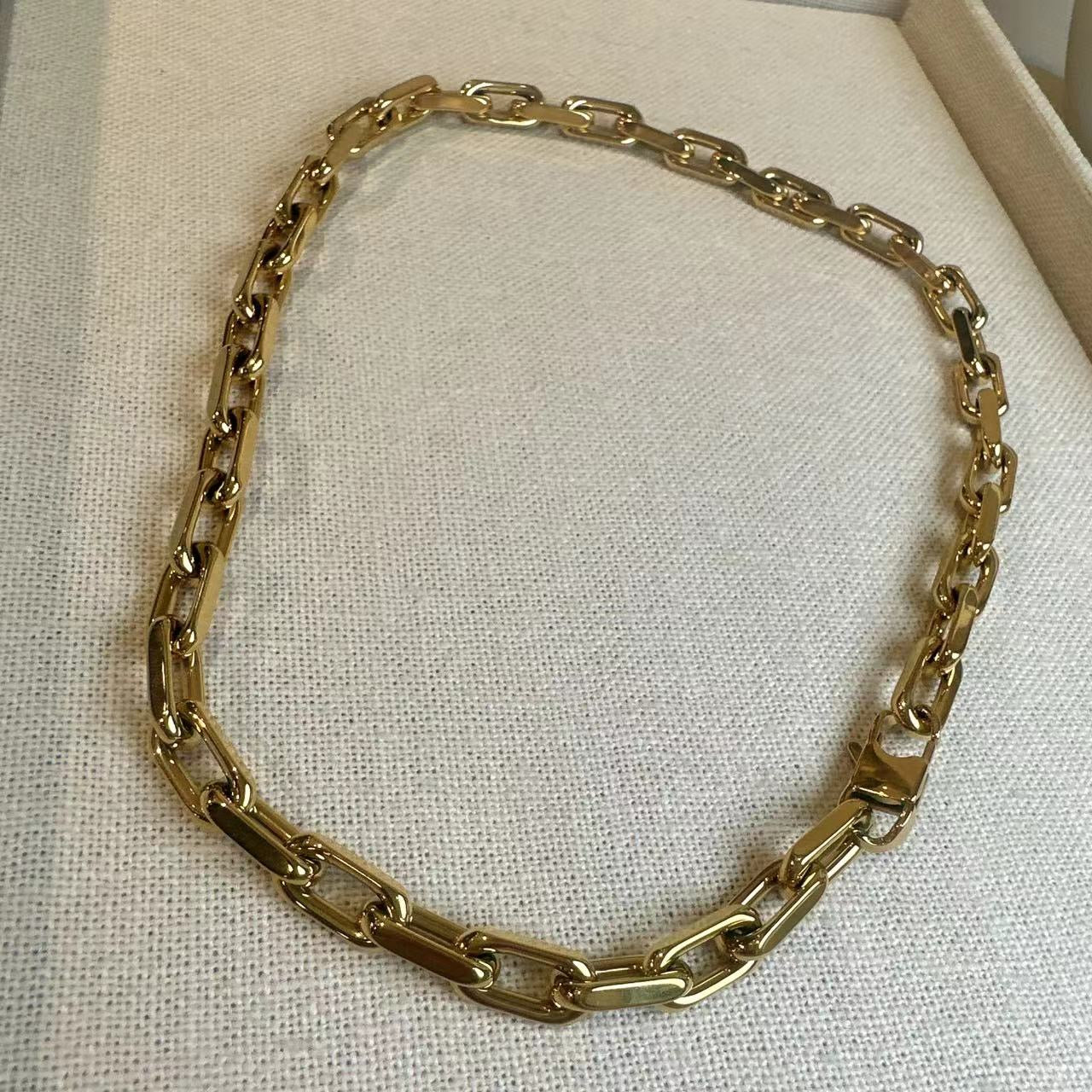 Stainless Steel Gold Chain Necklace and Bracelet Set