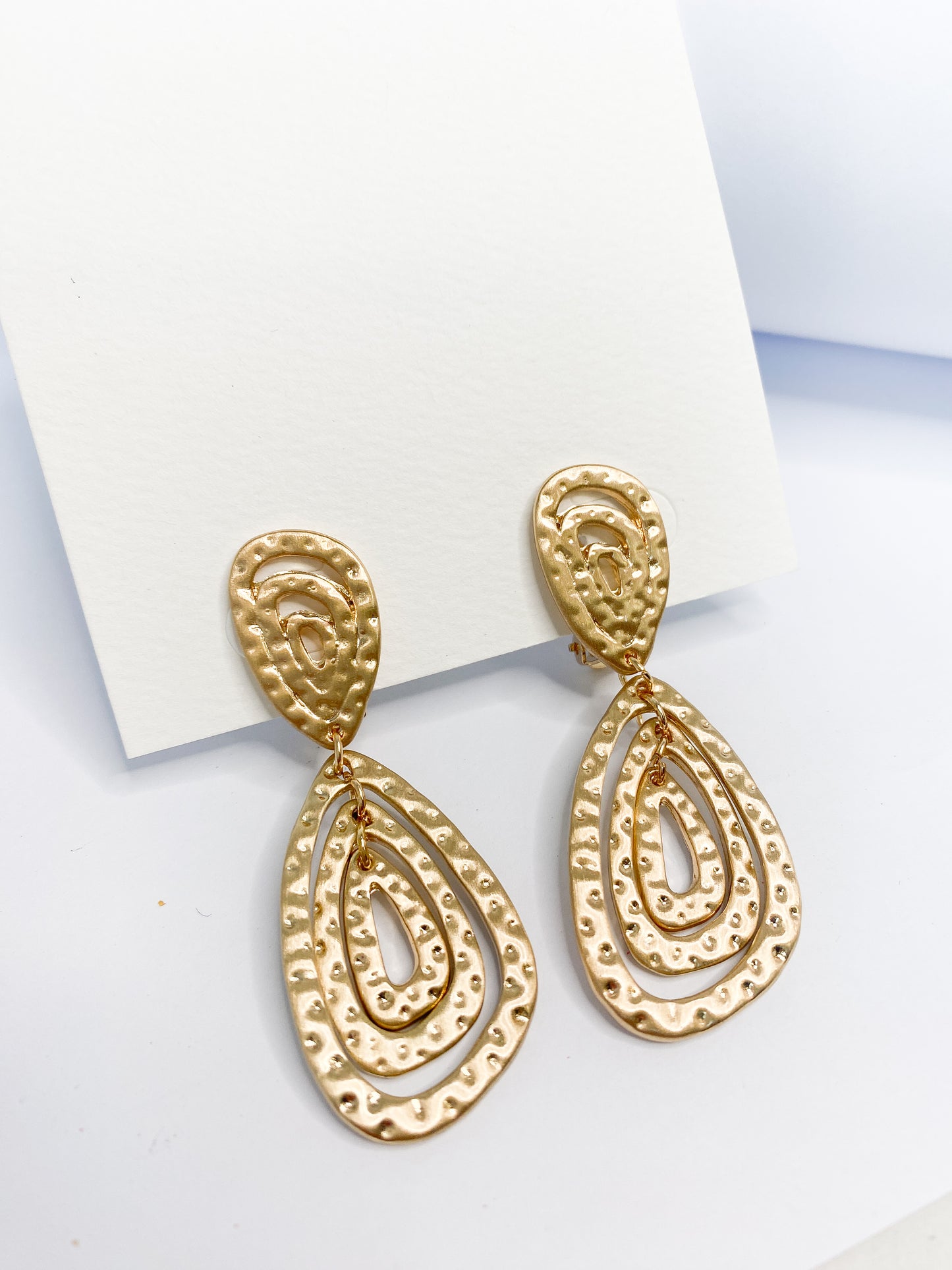 Rose Gold Drop Clip On Earrings