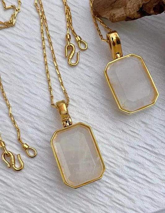 Gemstone long gold necklace
