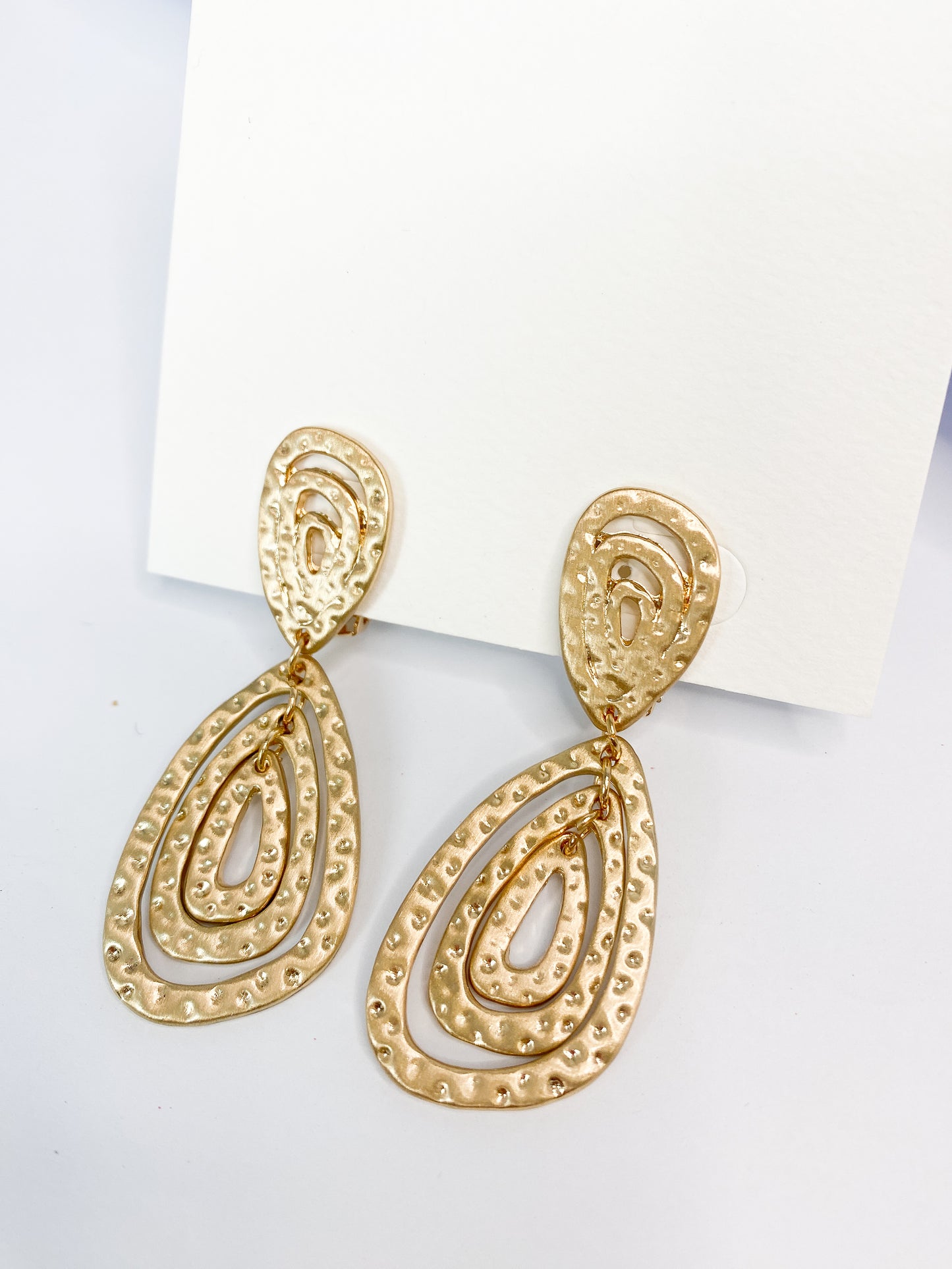 Rose Gold Drop Clip On Earrings