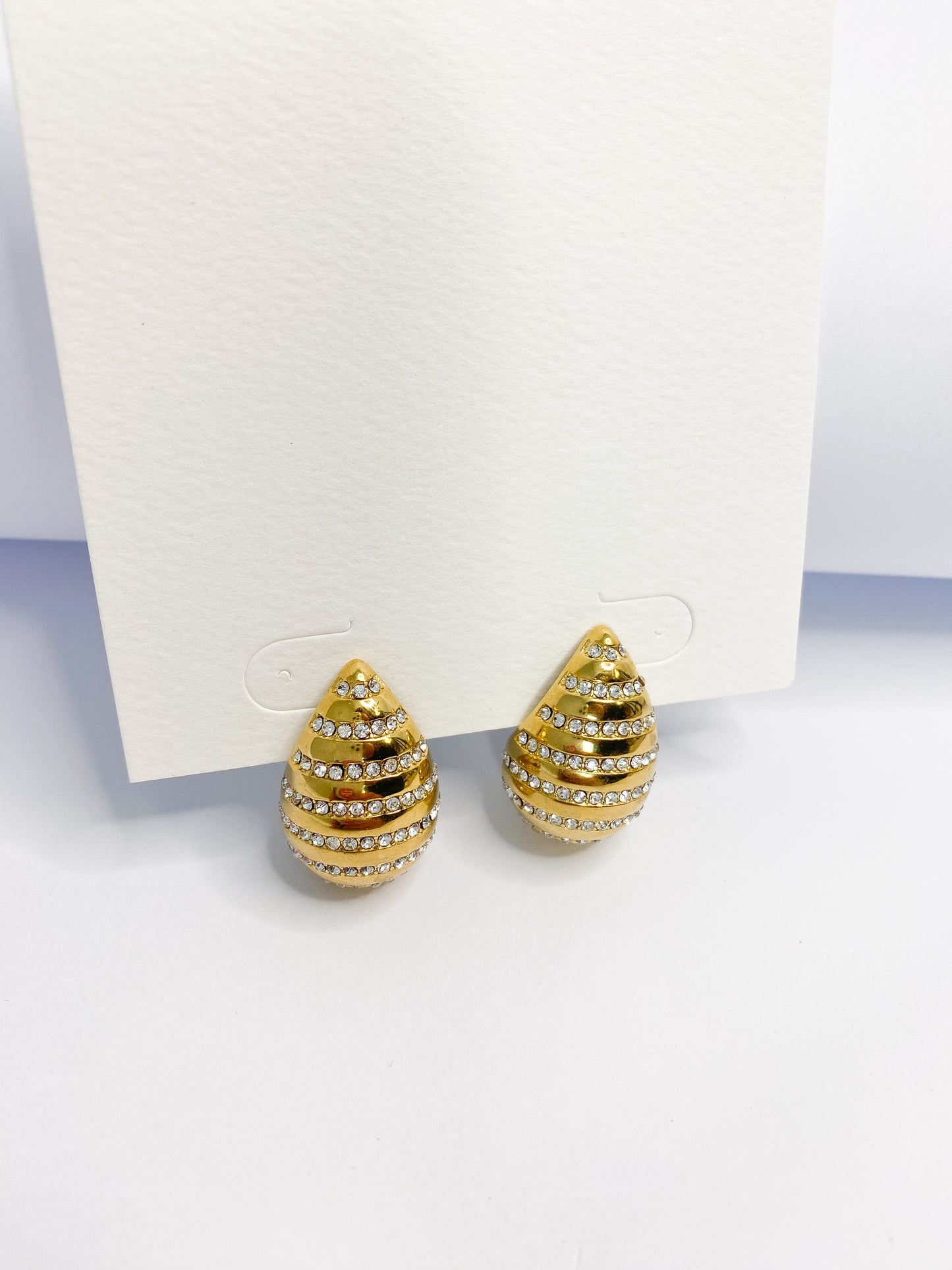 Silver Rhinestone Tear Drop Earrings