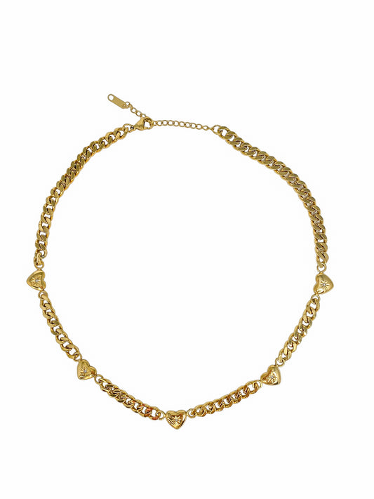 Gold Multiple Hearts Necklace