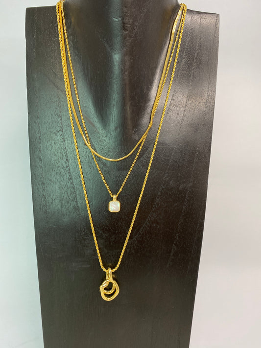 14K Gold Plated 3 Layers Necklace