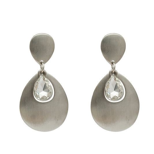 Silver Rhinestone Clip On Earrings