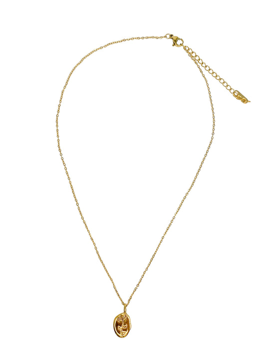Gold Rose Pendant Necklace