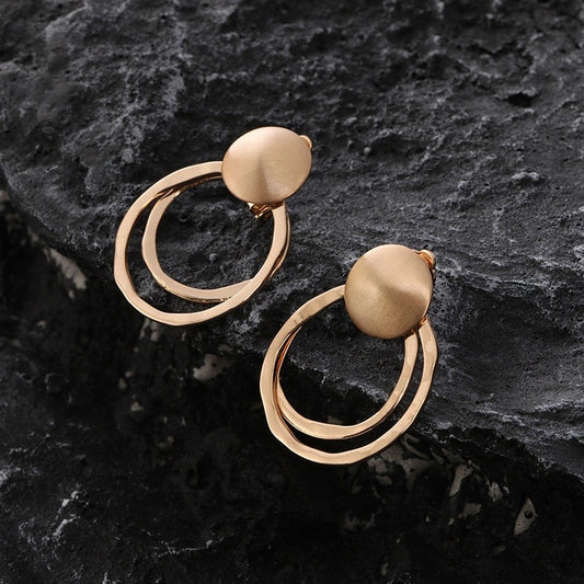 Gold Circle Clip On Earrings