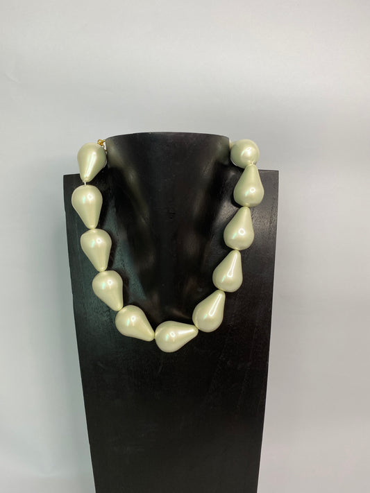 14K Gold Plated Large Pearl Necklace