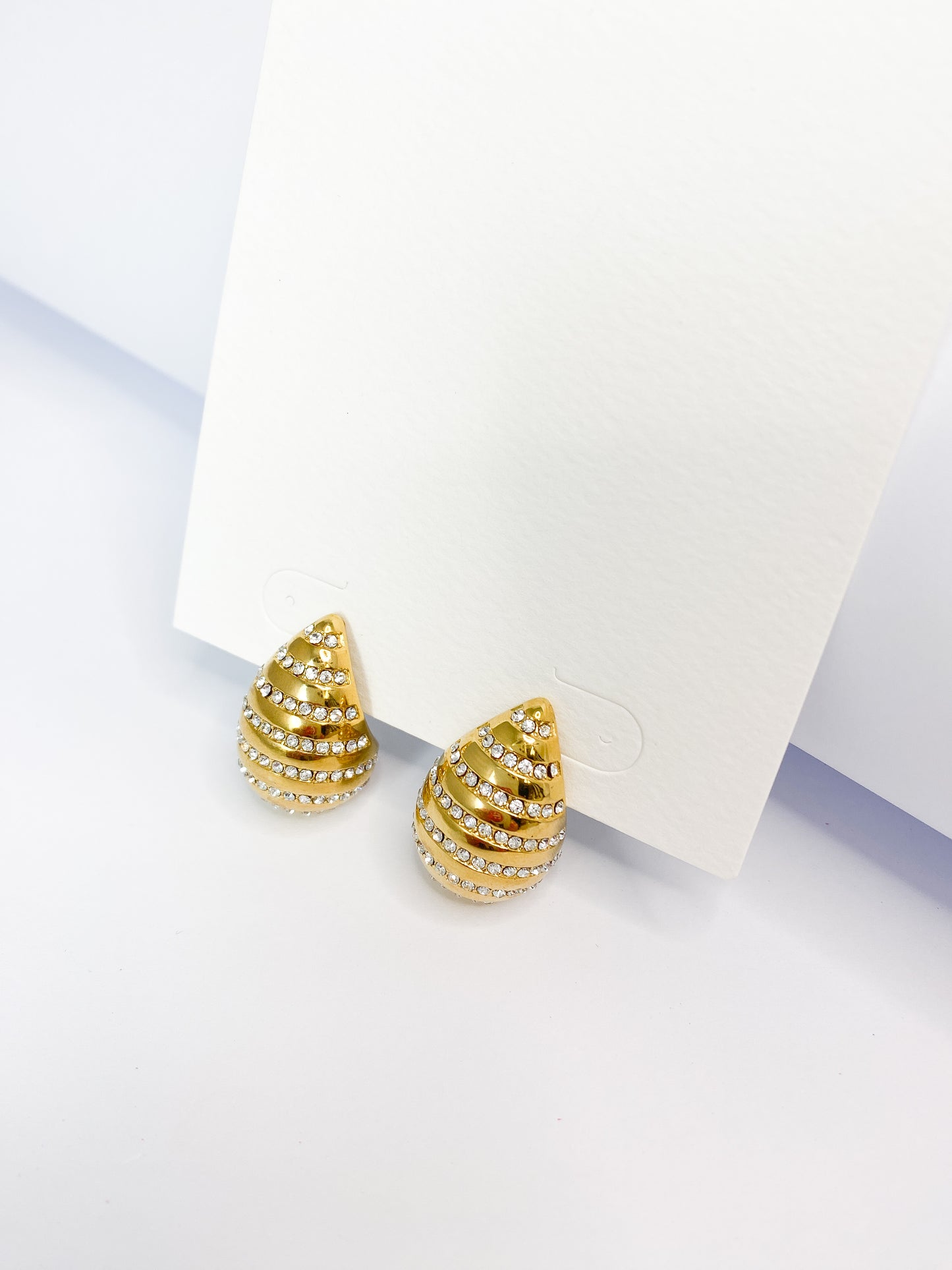 Silver Rhinestone Tear Drop Earrings