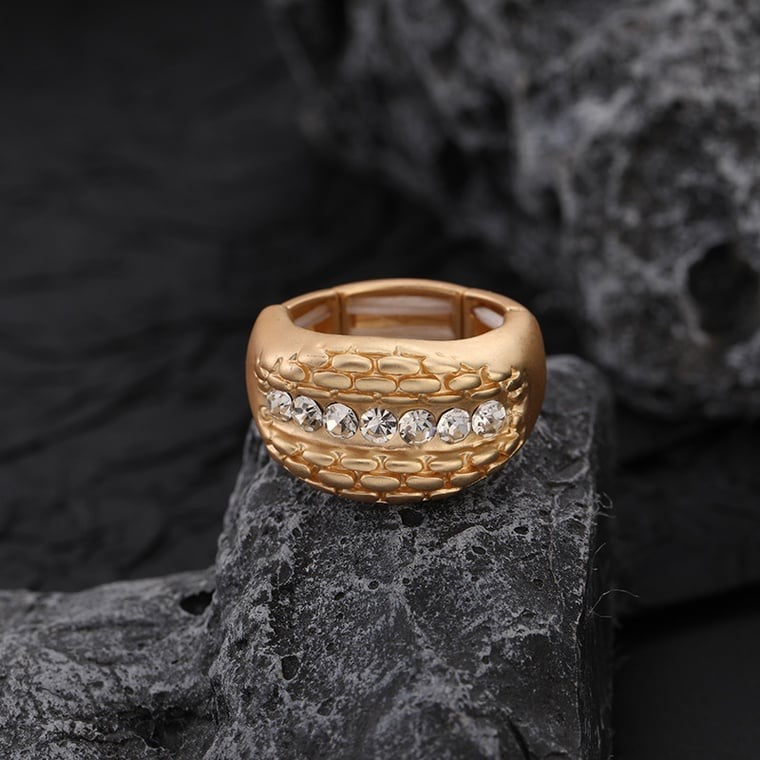 One Size Fits All Gold Ring Rhinestones