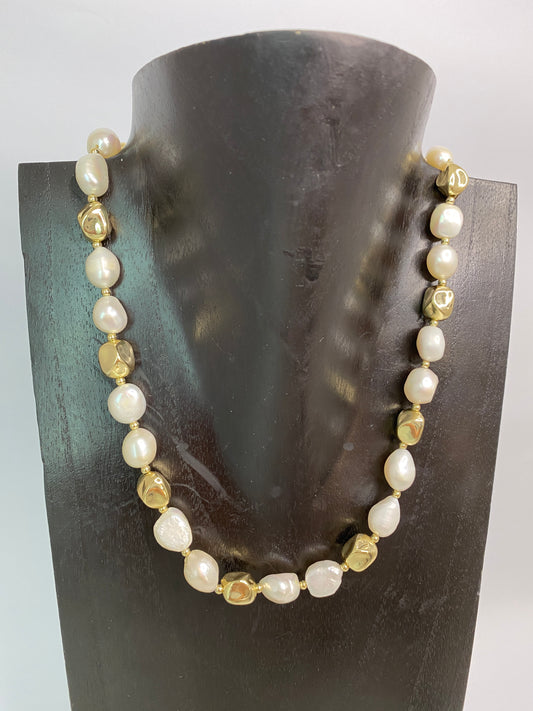 14K Gold Plated Pearl Necklace