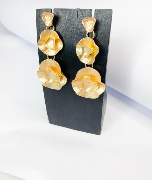 Gold Flower Drop Earrings