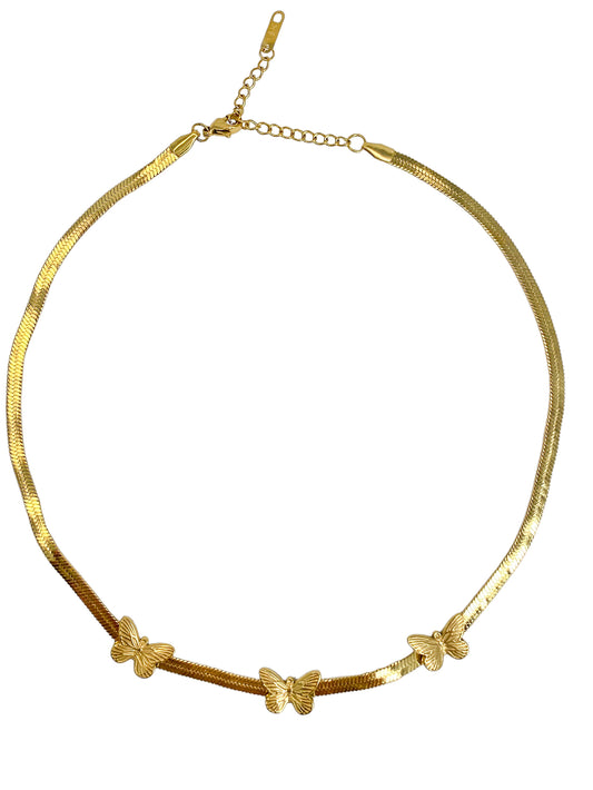 Gold 3 Butterfly Necklace