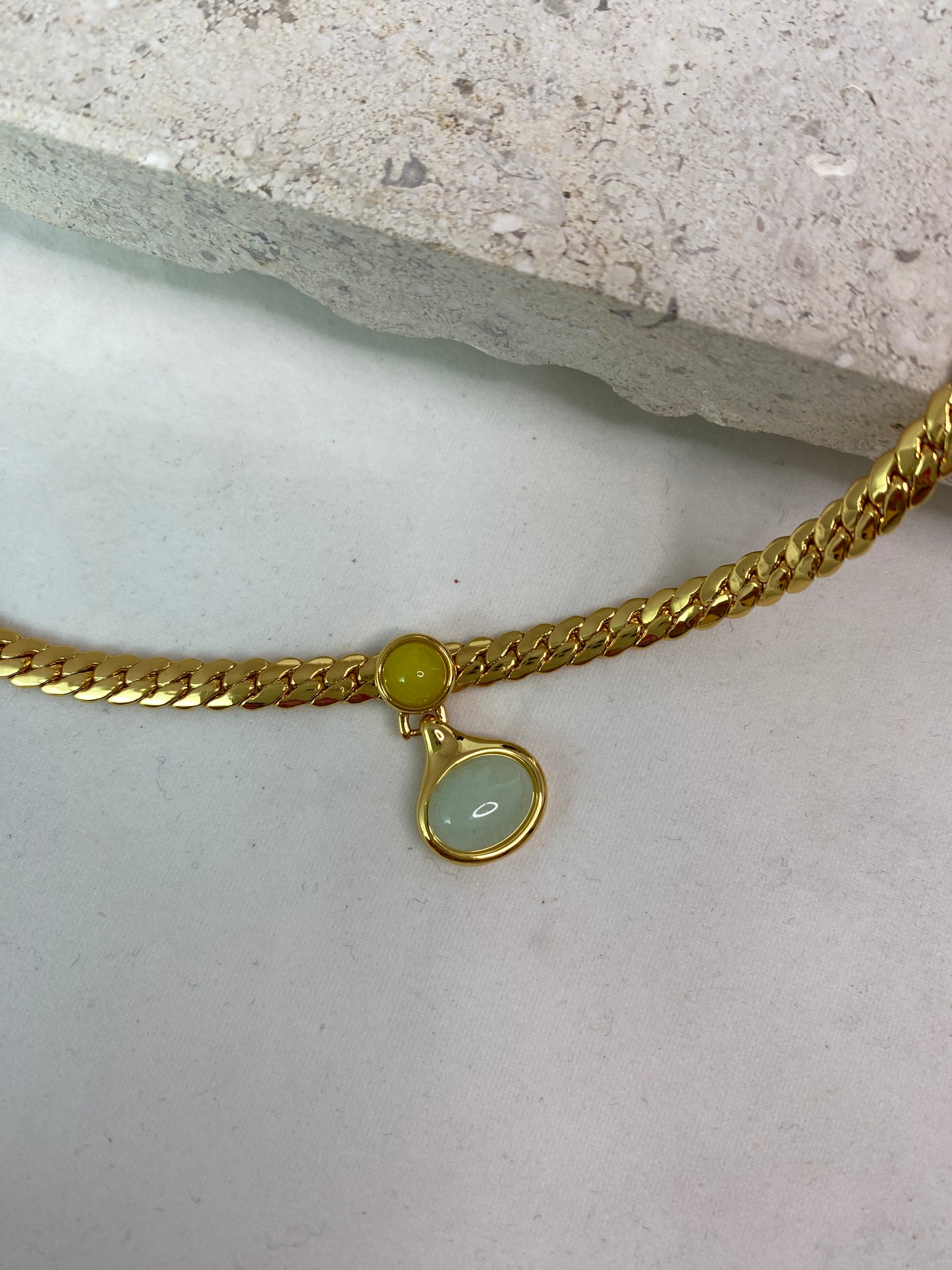 14K Gold Plated Green Pendant Necklace