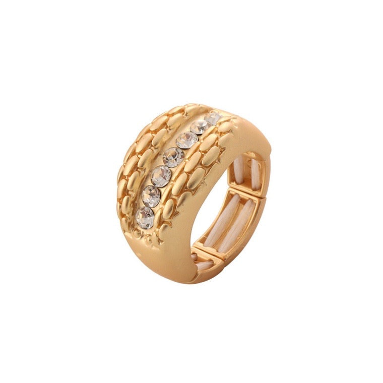 One Size Fits All Gold Ring Rhinestones