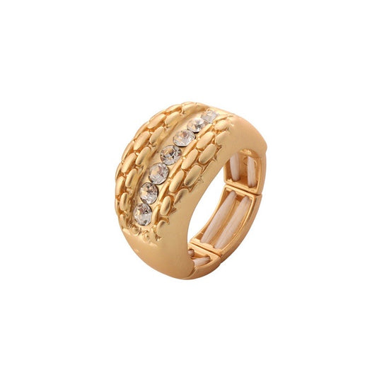 One Size Fits All Gold Ring Rhinestones