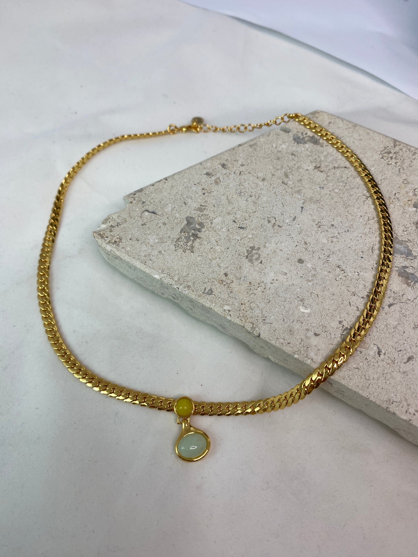 14K Gold Plated Green Pendant Necklace