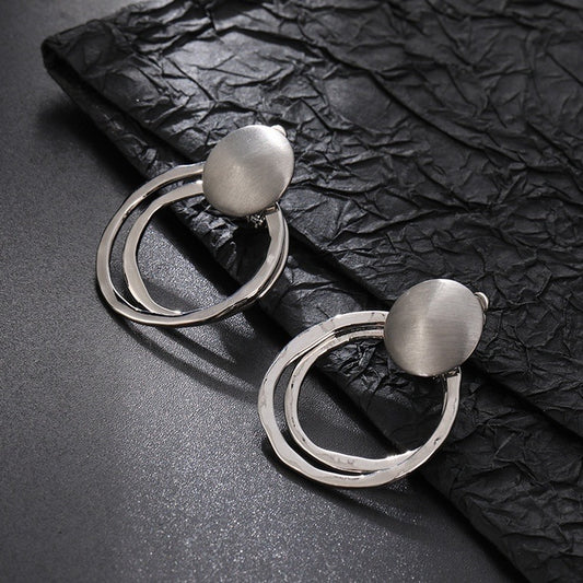 Silver Circle Clip On Earrings