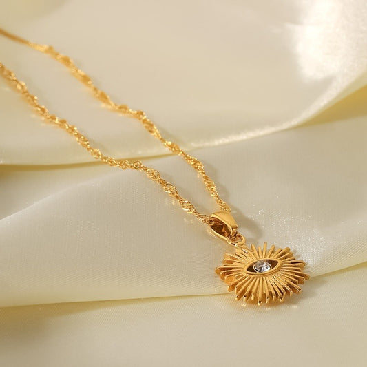 Gold Stainless Steel Eye Necklace