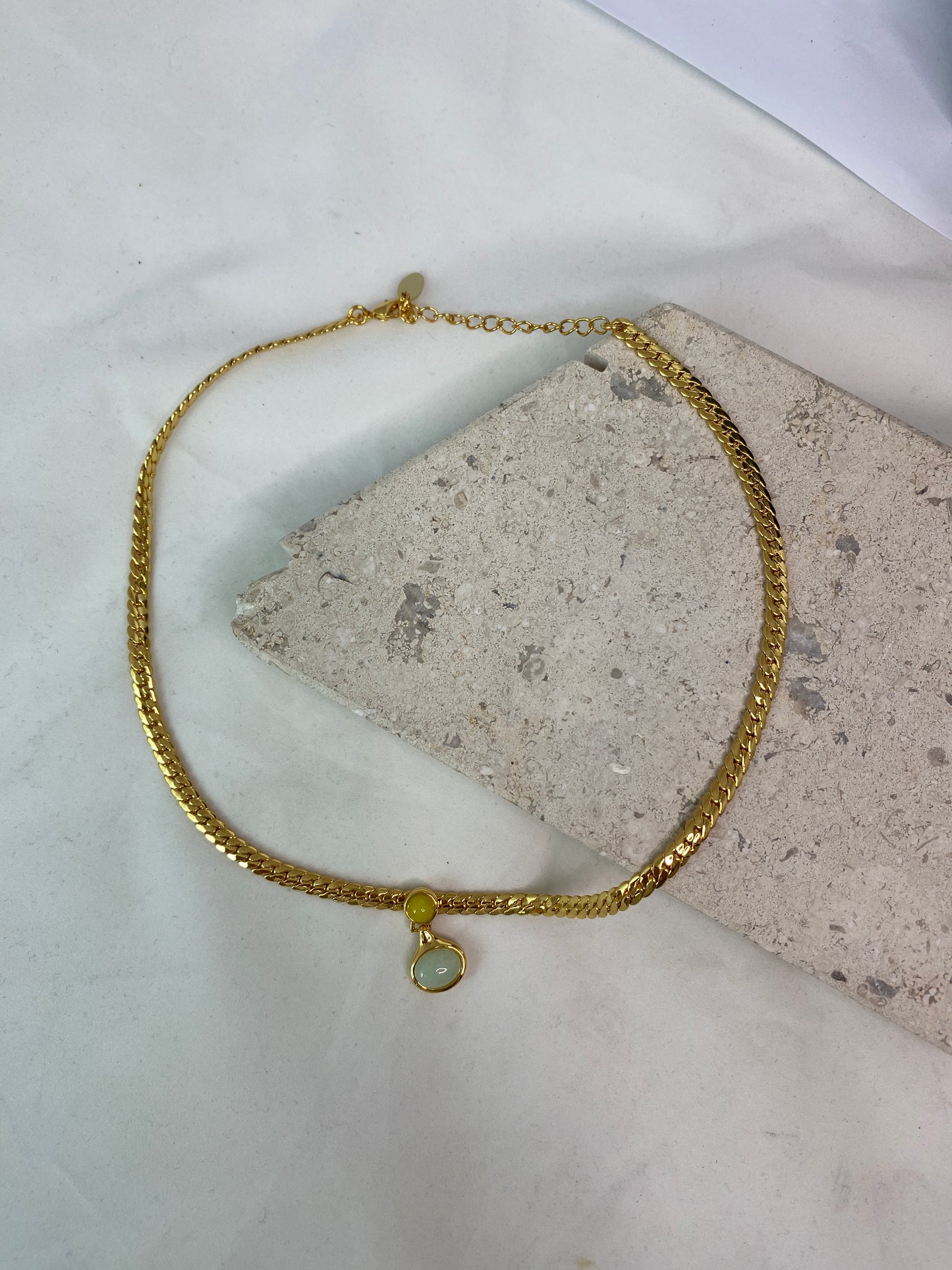 14K Gold Plated Green Pendant Necklace