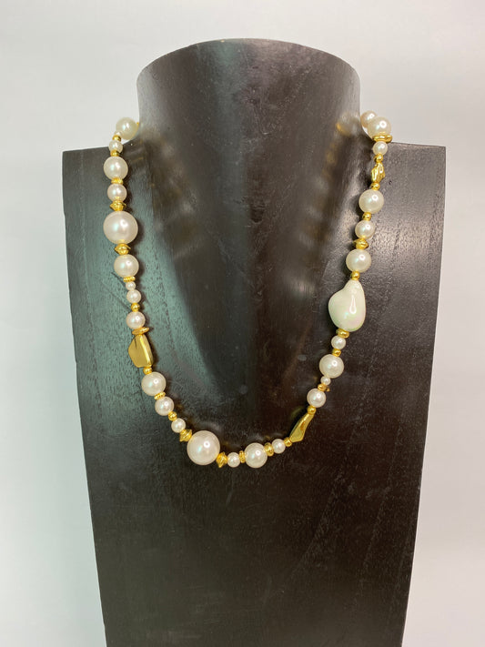 14K Gold Plated Pearl Necklace